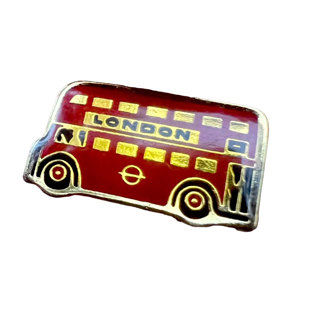 Vintage London Double Decker Bus Pinback